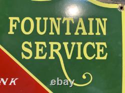 VINTAGE FOUNTAIN SERVICE Drink COCA-COLA SODA POP COKE PORCELAIN GAS OIL AD SIGN