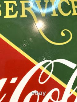 VINTAGE FOUNTAIN SERVICE Drink COCA-COLA SODA POP COKE PORCELAIN GAS OIL AD SIGN