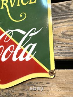 VINTAGE FOUNTAIN SERVICE Drink COCA-COLA SODA POP COKE PORCELAIN GAS OIL AD SIGN