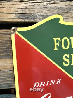 VINTAGE FOUNTAIN SERVICE Drink COCA-COLA SODA POP COKE PORCELAIN GAS OIL AD SIGN