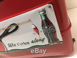 VINTAGE Little Brown Cooler Restored with Coca Cola Sign Fishing Skillet Camping