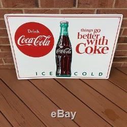 VINTAGE NOS 1950's COCA COLA THINGS GO BETTER WITH COKE SODA BUTTON SIGN