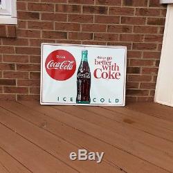 VINTAGE NOS 1950's COCA COLA THINGS GO BETTER WITH COKE SODA BUTTON SIGN