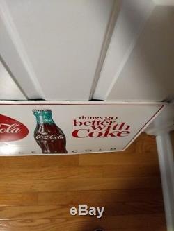 VINTAGE NOS 1960's COCA COLA THINGS GO BETTER WITH COKE SODA BUTTON SIGN