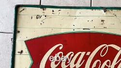 VINTAGE ORIGINAL 1950's COCA COLA SIGN OF GOOD TASTE FISHTAIL LOGO SIGN 55x32