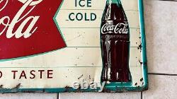 VINTAGE ORIGINAL 1950's COCA COLA SIGN OF GOOD TASTE FISHTAIL LOGO SIGN 55x32