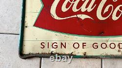 VINTAGE ORIGINAL 1950's COCA COLA SIGN OF GOOD TASTE FISHTAIL LOGO SIGN 55x32