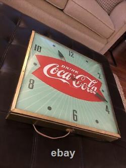 VINTAGE ORIGINAL 1959 COCA COLA FISHTAIL PAM ADVERTISING CLOCK SIGN Man-Cave