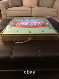 VINTAGE ORIGINAL 1959 COCA COLA FISHTAIL PAM ADVERTISING CLOCK SIGN Man-Cave