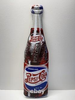 VINTAGE PEPSI-COLA BOTTLE 12x3.5 COCA-COLA SODA POP PORCELAIN GAS OIL AD SIGN