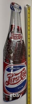 VINTAGE PEPSI-COLA BOTTLE 12x3.5 COCA-COLA SODA POP PORCELAIN GAS OIL AD SIGN