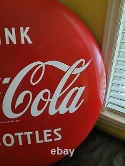 VINTAGE PORCELAIN Drink Coca-cola In Bottles COKE BUTTON 36 Sign Mint Condition