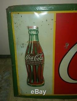 VINTAGE RARE 1933 LARGE METAL COKE SIGN COCA-COLA COLLECTIBLE ADVERTISING 4 FT