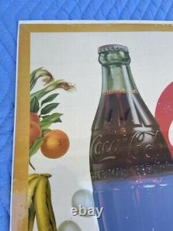 VINTAGE SERVE COCA COLA SO EASY CARDBOARD SIGN 20 x 36 HORIZONTAL 1950's