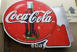 VINTAGE Spanish Coca Cola Bottle Flange METAL SIGN siempre come frutas y verdura
