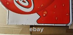 VINTAGE Spanish Coca Cola Bottle Flange METAL SIGN siempre come frutas y verdura