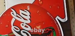 VINTAGE Spanish Coca Cola Bottle Flange METAL SIGN siempre come frutas y verdura