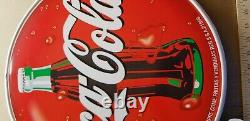 VINTAGE Spanish Coca Cola Bottle Flange METAL SIGN siempre come frutas y verdura