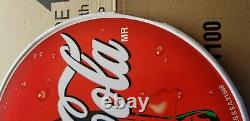 VINTAGE Spanish Coca Cola Bottle Flange METAL SIGN siempre come frutas y verdura