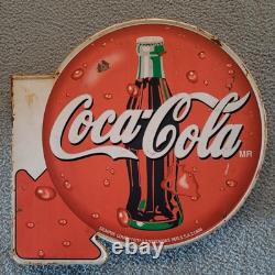 VINTAGE Spanish Coca Cola METAL SIGN Flange siempre come frutas y verdura 20x20