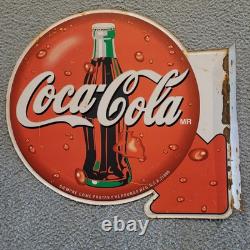 VINTAGE Spanish Coca Cola METAL SIGN Flange siempre come frutas y verdura 20x20