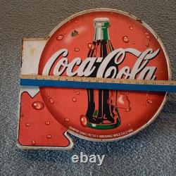 VINTAGE Spanish Coca Cola METAL SIGN Flange siempre come frutas y verdura 20x20