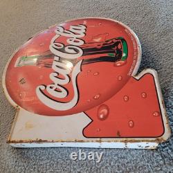 VINTAGE Spanish Coca Cola METAL SIGN Flange siempre come frutas y verdura 20x20