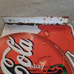 VINTAGE Spanish Coca Cola METAL SIGN Flange siempre come frutas y verdura 20x20