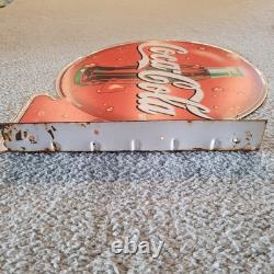 VINTAGE Spanish Coca Cola METAL SIGN Flange siempre come frutas y verdura 20x20