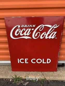 VINTAGE enjoy Coca Cola Sign Embossed