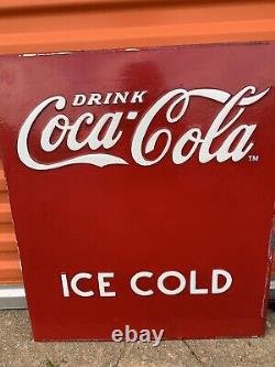 VINTAGE enjoy Coca Cola Sign Embossed