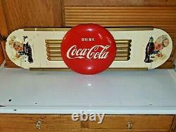 VTG 1940s COCA-COLA SPRITE BOY KAY DISPLAY MASONITE WOOD SIGN 12 METAL BUTTON