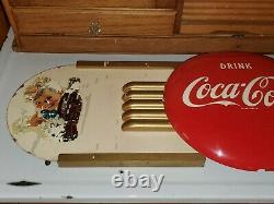 VTG 1940s COCA-COLA SPRITE BOY KAY DISPLAY MASONITE WOOD SIGN 12 METAL BUTTON