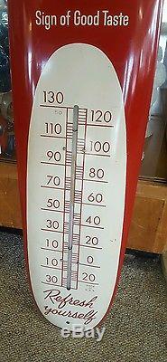 Vtg 1950's Drink Coca-cola Sign Of Good Taste Refresh Yourself Cigar Thermometer