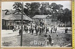 VTG 24x36 B&W Poster Sized PHOTO Image 1910 TRAIN STATION & COCA COLA Signs COA