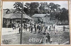 VTG 24x36 B&W Poster Sized PHOTO Image 1910 TRAIN STATION & COCA COLA Signs COA