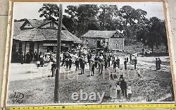VTG 24x36 B&W Poster Sized PHOTO Image 1910 TRAIN STATION & COCA COLA Signs COA