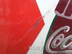 VTG 50's Metal Coca Cola Sign DRINK COCA COLA ICE COLD 20x28 Soda Gas Oil Coke