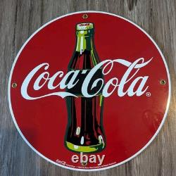 VTG Coca Cola Plate Porcelain Coke Sign Gas Station Pump 4 Holder Spots 12