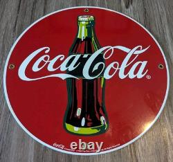 VTG Coca Cola Plate Porcelain Coke Sign Gas Station Pump 4 Holder Spots 12