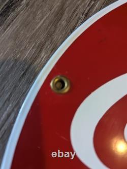 VTG Coca Cola Plate Porcelain Coke Sign Gas Station Pump 4 Holder Spots 12