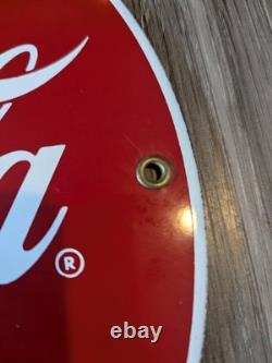 VTG Coca Cola Plate Porcelain Coke Sign Gas Station Pump 4 Holder Spots 12