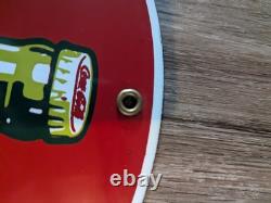 VTG Coca Cola Plate Porcelain Coke Sign Gas Station Pump 4 Holder Spots 12