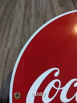 VTG Coca Cola Plate Porcelain Coke Sign Gas Station Pump 4 Holder Spots 12