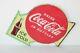 VTG Drink Coca-Cola Ice Cold Double Sided Flange Metal Sign Gas Station Repo