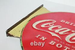 VTG Drink Coca-Cola Ice Cold Double Sided Flange Metal Sign Gas Station Repo