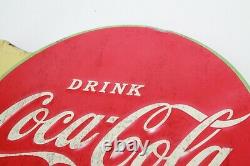 VTG Drink Coca-Cola Ice Cold Double Sided Flange Metal Sign Gas Station Repo