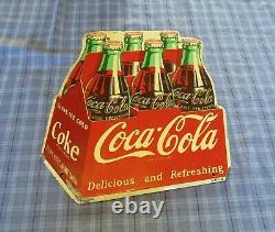 Very Hard To Find Tin Coca-Cola Six Pack, A-M- 1-53 Sign