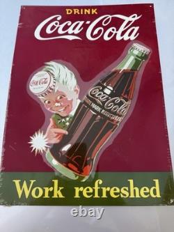 Very Old Antique COCA COLA Sign. Coke Advertising Sign still has Plastic on It