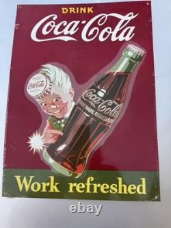 Very Old Antique COCA COLA Sign. Coke Advertising Sign still has Plastic on It